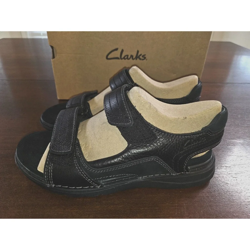 Clarks Nature Trek Black Nubuck‎ Leather Casual Sandal 59760 Men's 10 M